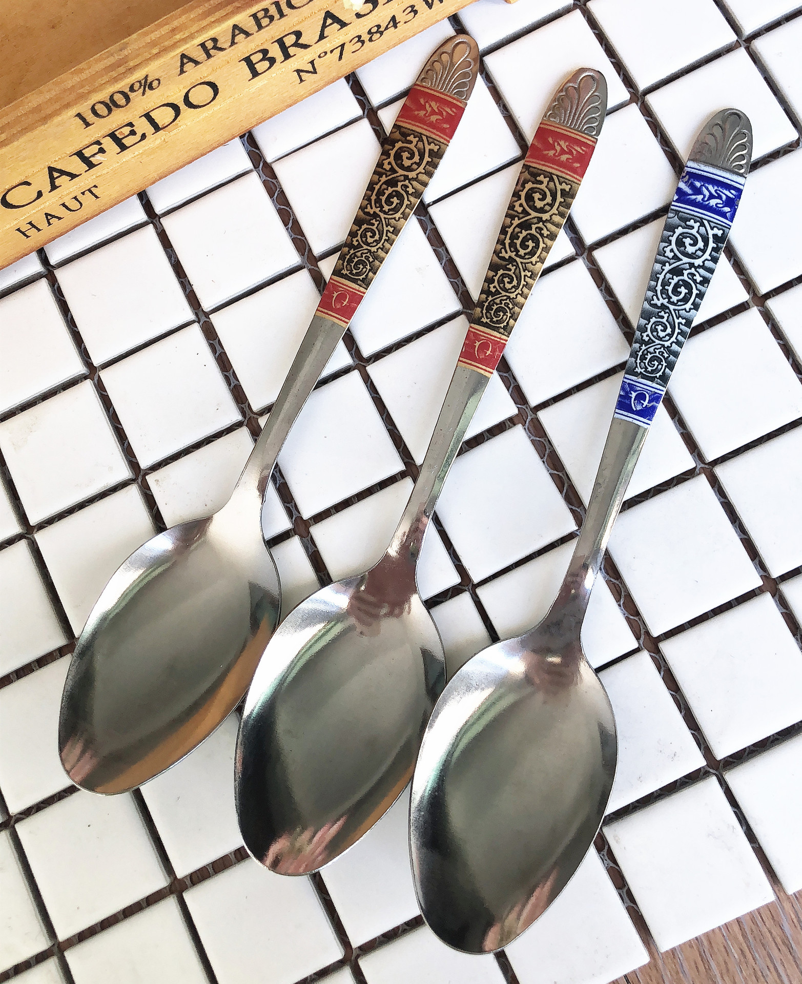 加厚高温印花勺子不锈钢印花勺子 食堂餐厅印花勺 一元店货源批发