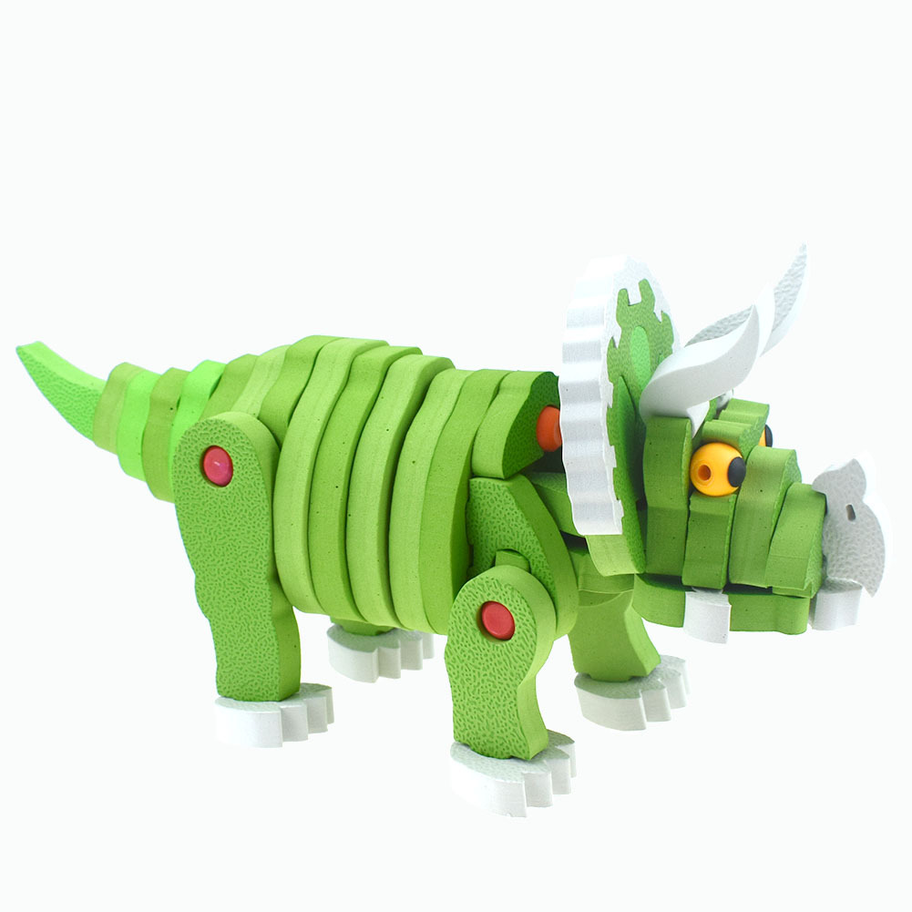 新奇特eva拼插三角龙3d立体拼图恐龙拼装玩具跨境