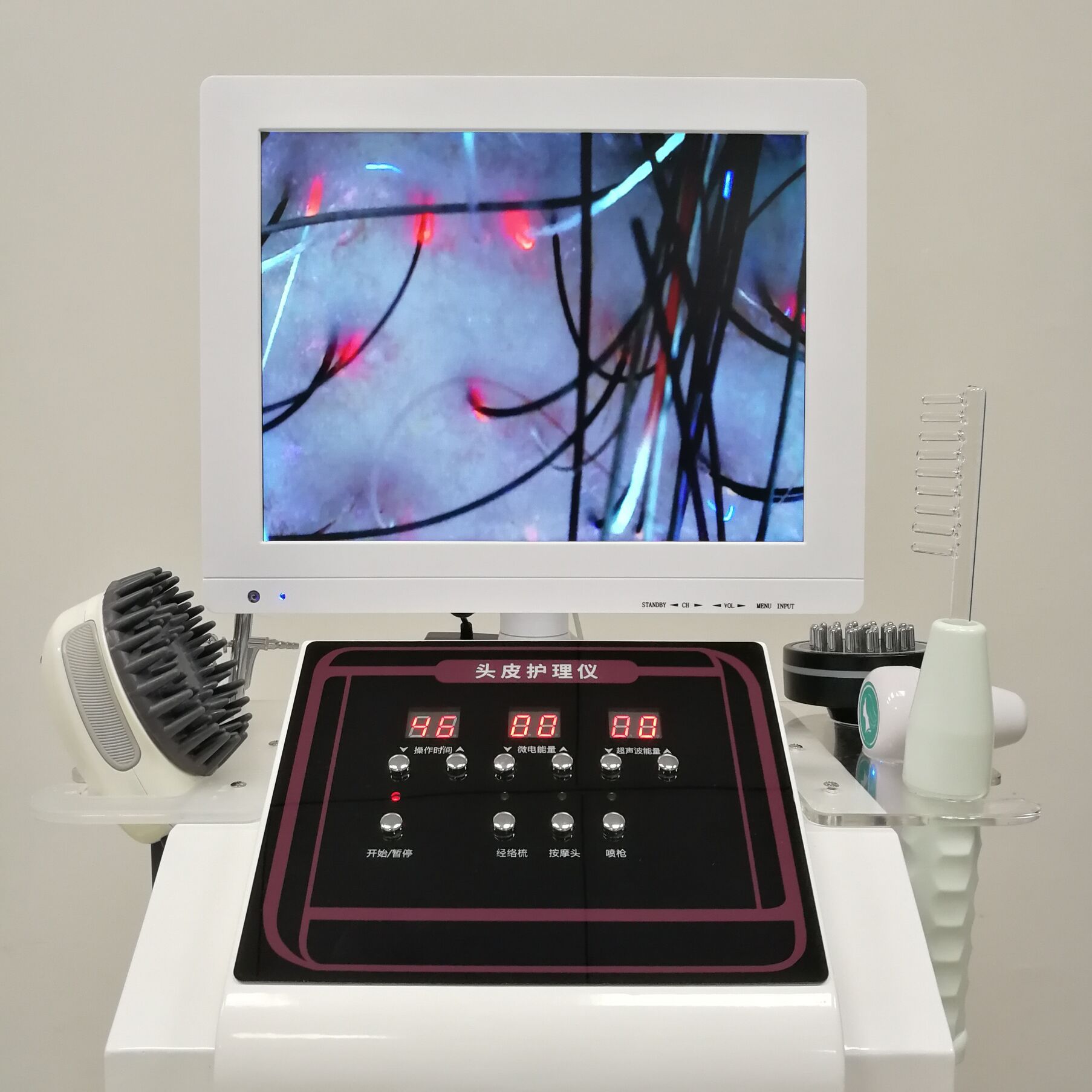 高清检测头皮护理仪3 4光谱检测u盘保存图片分析对比美发设备仪器