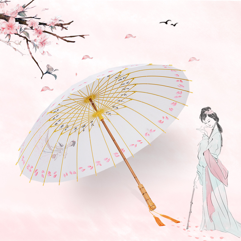 创意实木柄24骨中国风工艺伞制订复古文艺加固抗风长柄个性古风伞