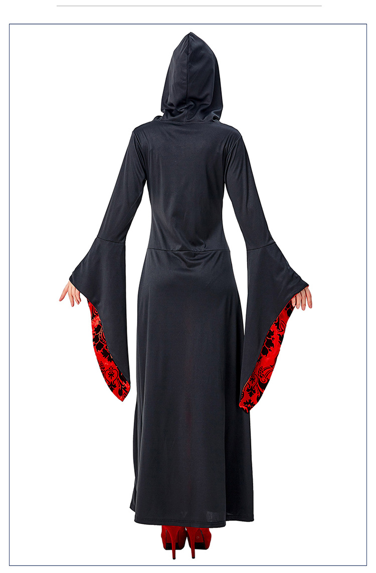 万圣节惊魂夜狂欢夜 黑红色魔法师长袍欧洲宫廷巫师吸血鬼 舞台服