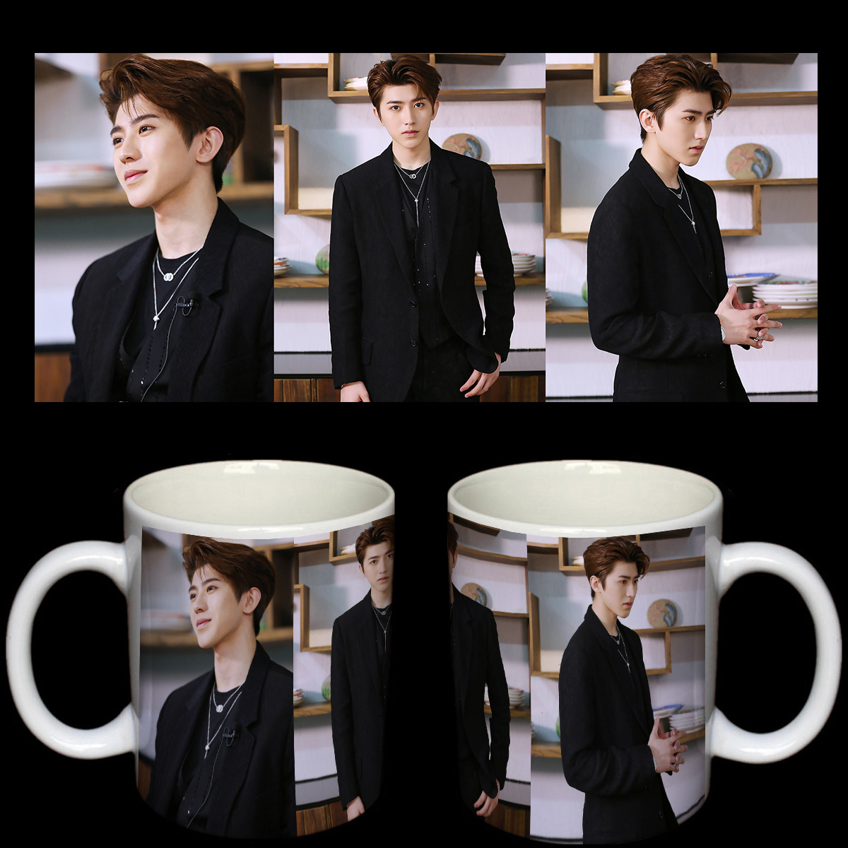 动漫明星陶瓷杯马克杯子蔡徐坤陶瓷杯 可定制学生水杯周边厂家