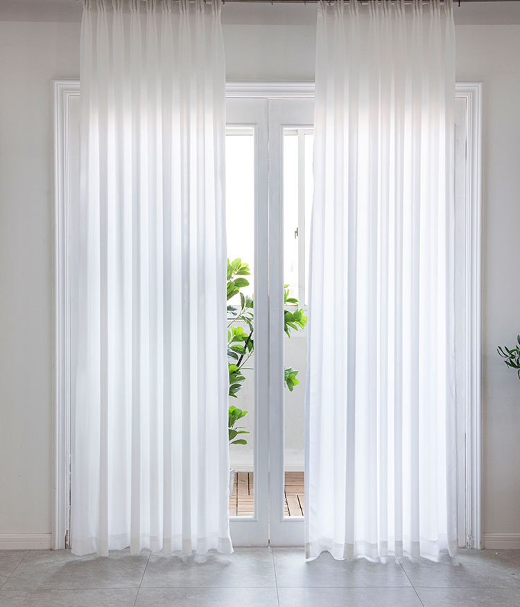 北欧透光不透人加厚窗纱天丝绒防尘窗帘半透肌理感纱帘厂家