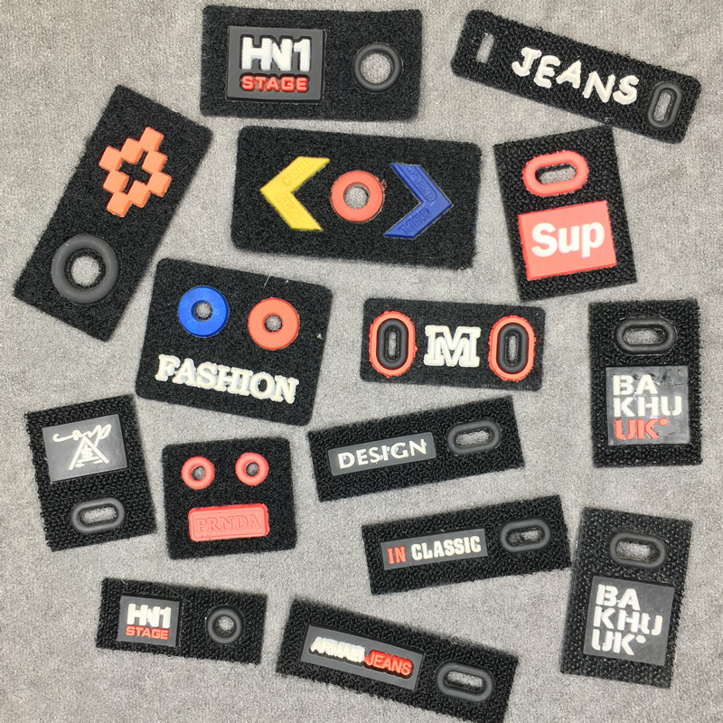 厂家直销混纺魔术贴滴塑热压商标牌服装辅料免费拿样mstgj125-139