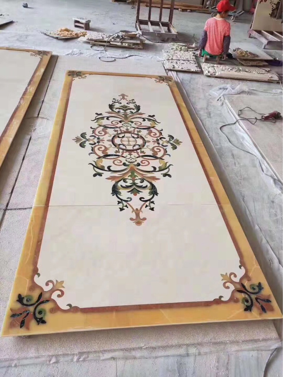 定做酒店别墅大理石水刀拼花地花拼图,免费提供设计图效果图