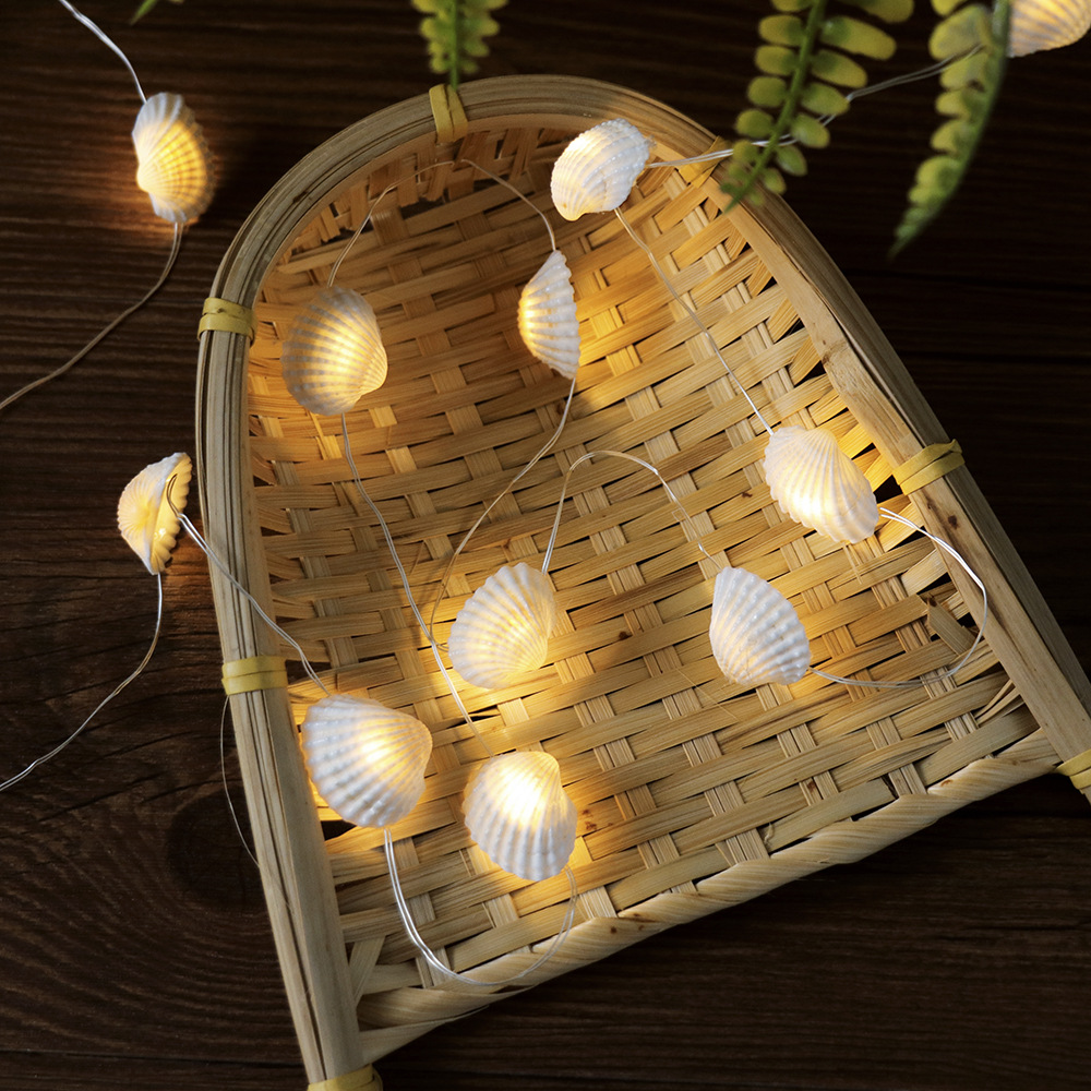 厂家直销贝壳海螺彩灯 天然海螺贝壳造型灯 亚马逊海洋系列灯串