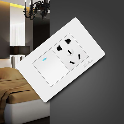 【电工一开五孔】开关插座二位国际一开五孔 118型五孔白 一开带