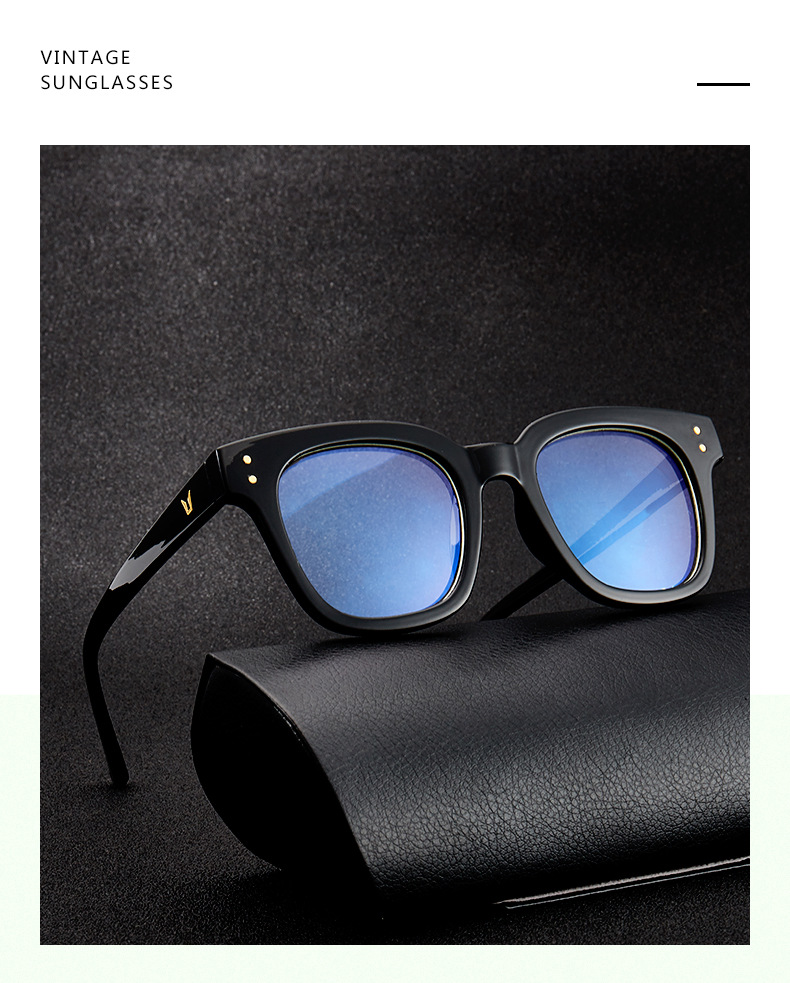 铆钉防蓝光眼镜框配近视架黑色粗腿平光镜v牌小红书雪梨同款眼镜