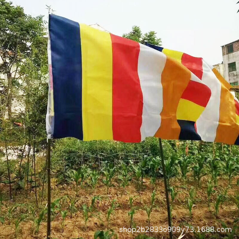 佛教用品佛具法器寺庙寺院法会佛事佛教旗帜五色旗3号旗128*196cm