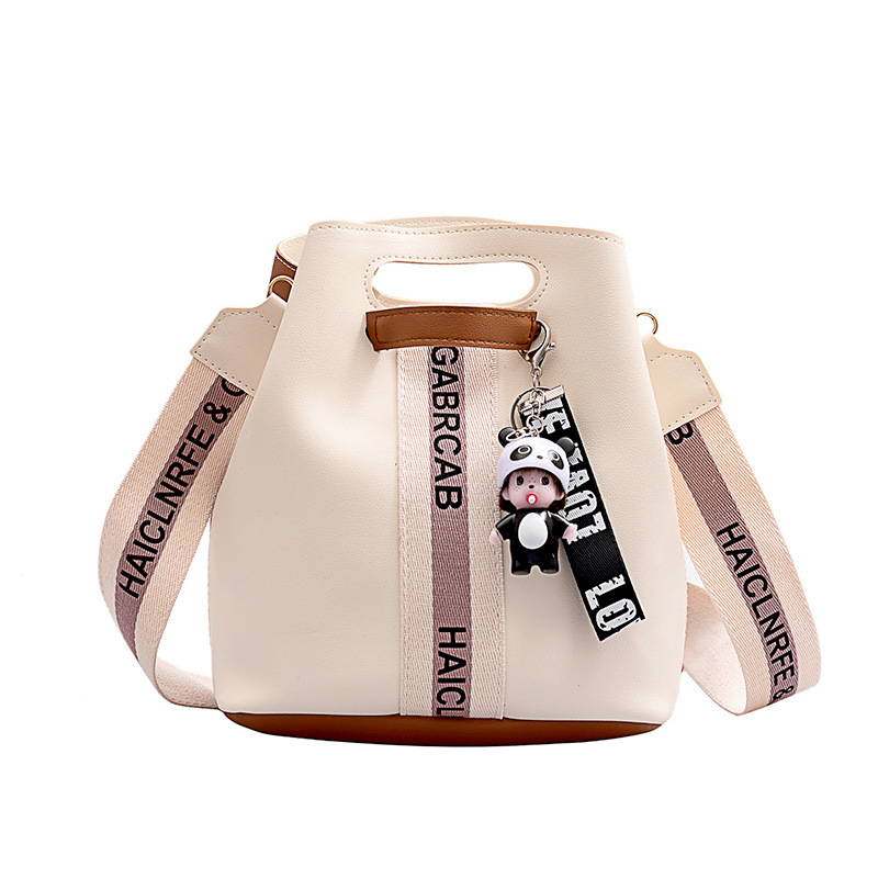 Women's Bag 2019 New Popular Broadband Shoulder Messenger Bag Korean Style Large Capacity Casual Contrast Color Bucket Bag