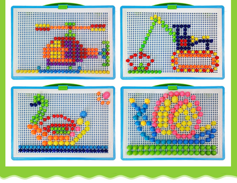 拼插板创意蘑菇钉组合拼玩具拼图丁儿童益智3-7岁宝宝积木男女孩