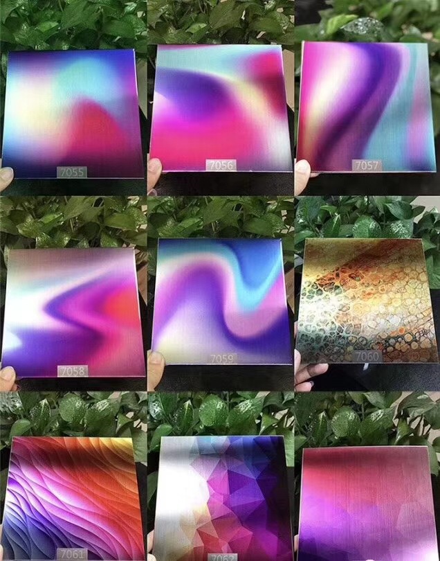 不锈钢七彩板五颜六色渐变色工程装饰板卫浴彩色镜面拉丝乱纹板