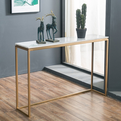 北欧简约大理石玄关桌沙发背几现代铁艺玄关台案台客厅条几墙边桌