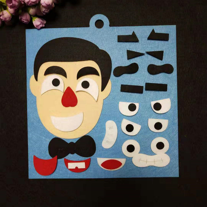 儿童换五官表情贴画贴纸 幼儿园手工diy制作无纺布材料包益智玩具