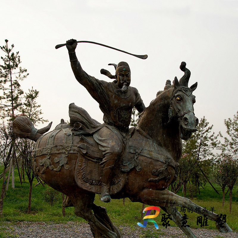 铸铜玻璃钢仿铜唐代侍女美女打马球运动人物雕塑户外广场景观摆件