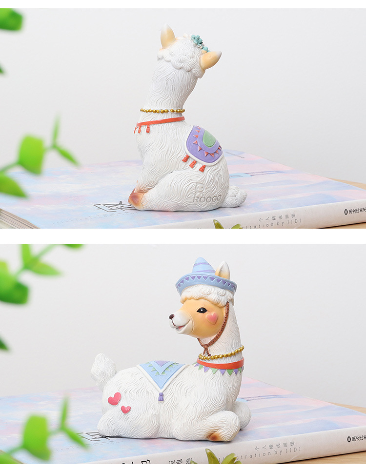 南院传芳 北欧风旅行羊驼家居装饰摆件 微景观桌面饰品树脂工艺品