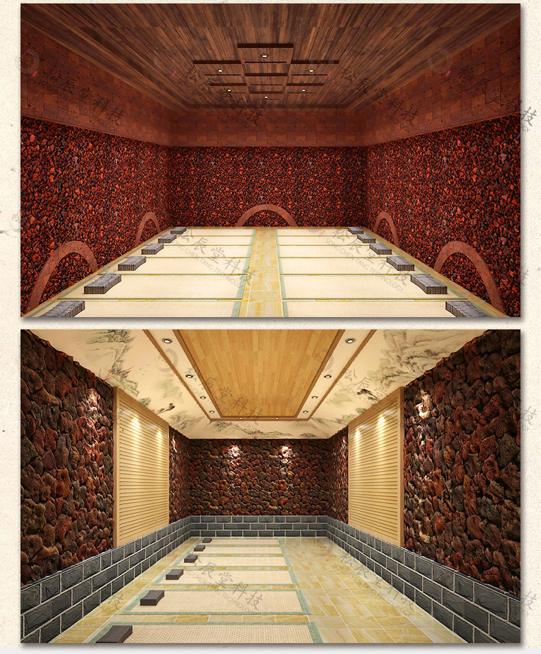 火山石头火山岩桑拿石汗蒸房设计安装承建装修汗蒸馆加热设备厂家