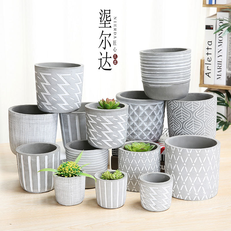 埿尔达水泥花盆小号北欧式风格透气简约家居复古摆件陶瓷摆件专卖