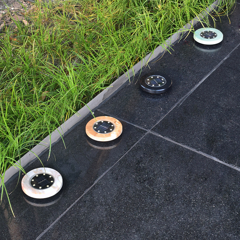 amazon跨境8led太阳能仿真大理石款地埋灯户外防雨庭院插地草坪灯
