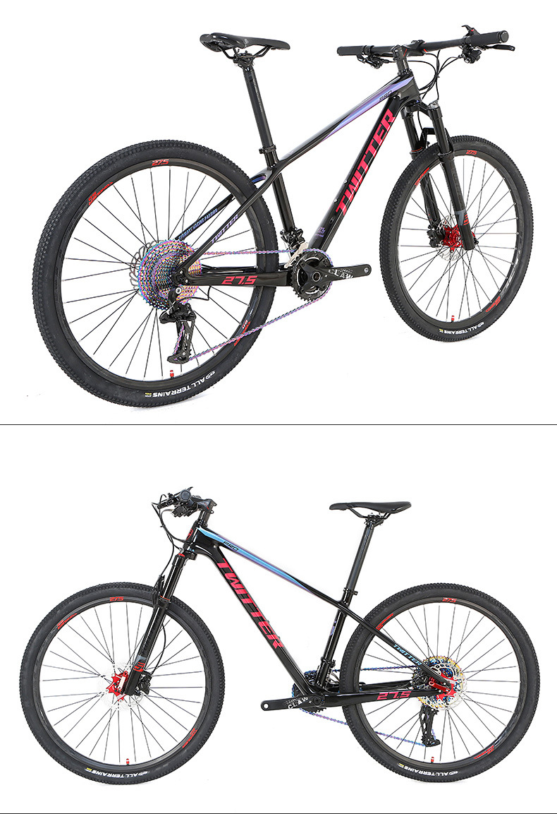 新款碳纤维山地自行车美洲豹pro 36速油刹全内走线炫彩27.5山地车