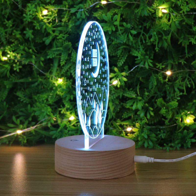 亚马逊跨境电子产品七彩调光小夜灯创意 带电池盒usb亚克力台灯