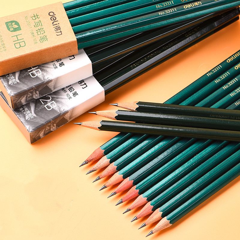 得力学生铅笔2b儿童幼儿园2b素描考试涂卡笔厂价销售2h铅笔