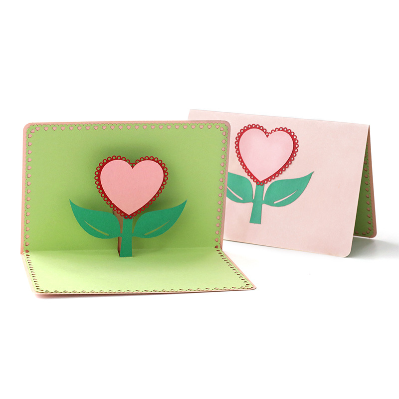 母亲节贺卡手工3d立体爱心花朵镂空纸雕生日祝福感恩留言卡片批发