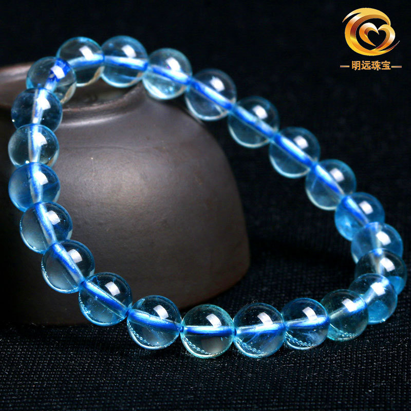 Brazil Natural Aquamarine Bracelet 7 A6a5a Grade Dark Blue Bracelet Ornament Mingyuan Jewelry Manufacturer