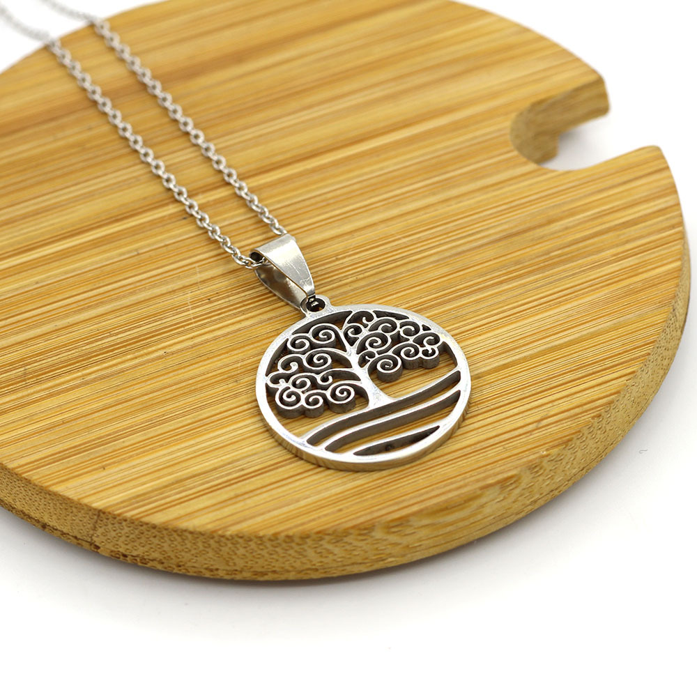 新款热销欧美吊坠 银色不锈钢凯尔特结生命树吊坠项链 厂家批发
