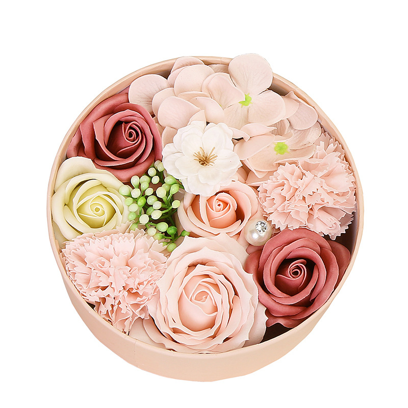 New Cross-Border Valentine's Day Teacher's Day Gift Soap Flower Small round Box Holiday Christmas Gift for Girlfriend