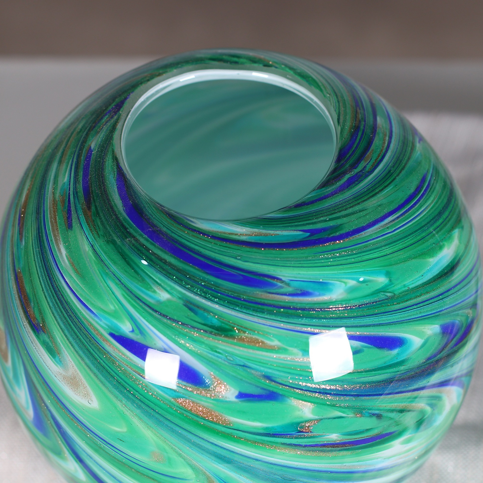 耶富特高档含金星彩色玻璃花瓶球形花瓶吹制工艺品艺术插花瓶批发