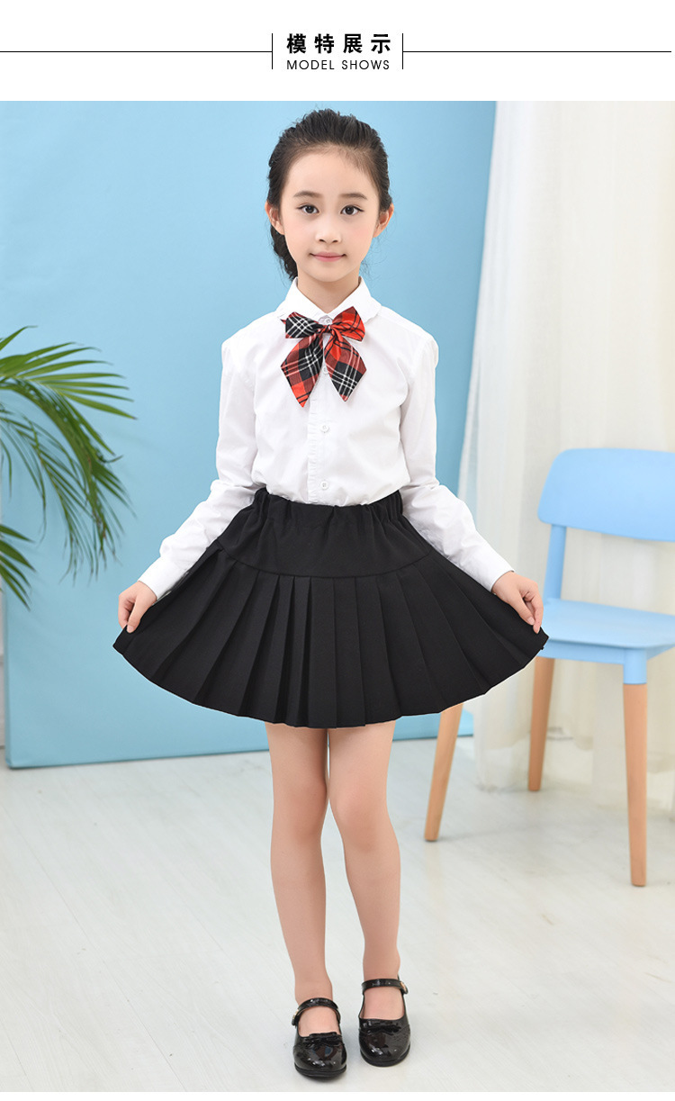 儿童白衬衣男童白衬衫长袖纯棉春秋小学生校服中大童女童jk演出服