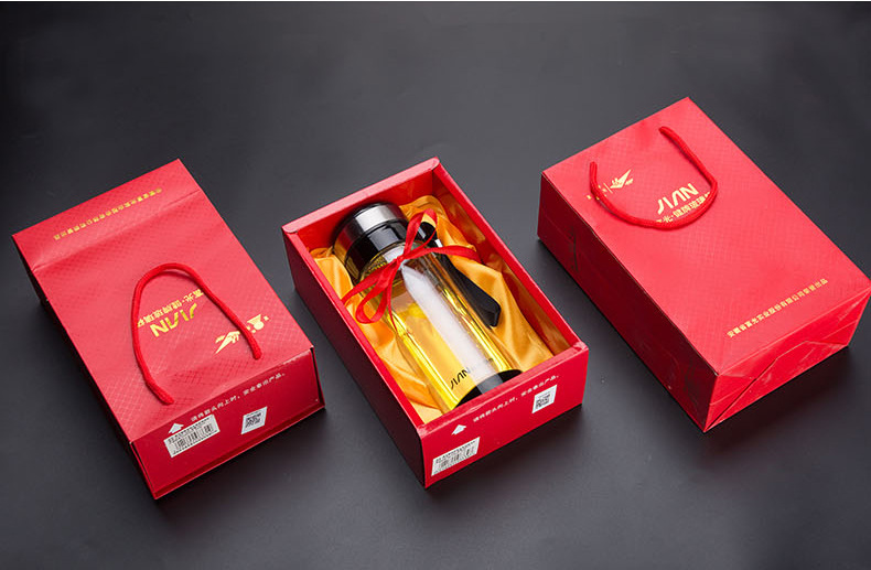 富光健牌xt001-320双层玻璃杯便携手提水杯车载商务礼品定制logo