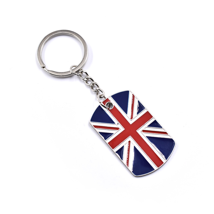 Simple Fashion British Keychain Supply Rice-Shaped Zinc Alloy Electroplating Dripping Keychain Pendant