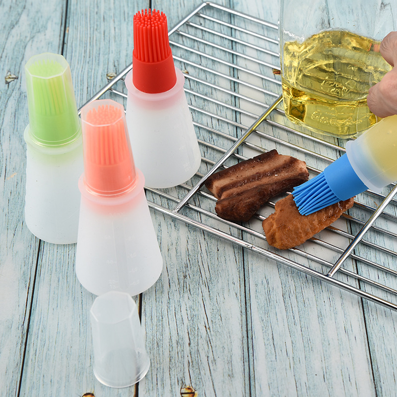 Factory Wholesale Silicone Oil with Lid Bottle Brush with Scale Barbecue Brush Sauce Brush Butter Brush Kitchen Tools Wholesale