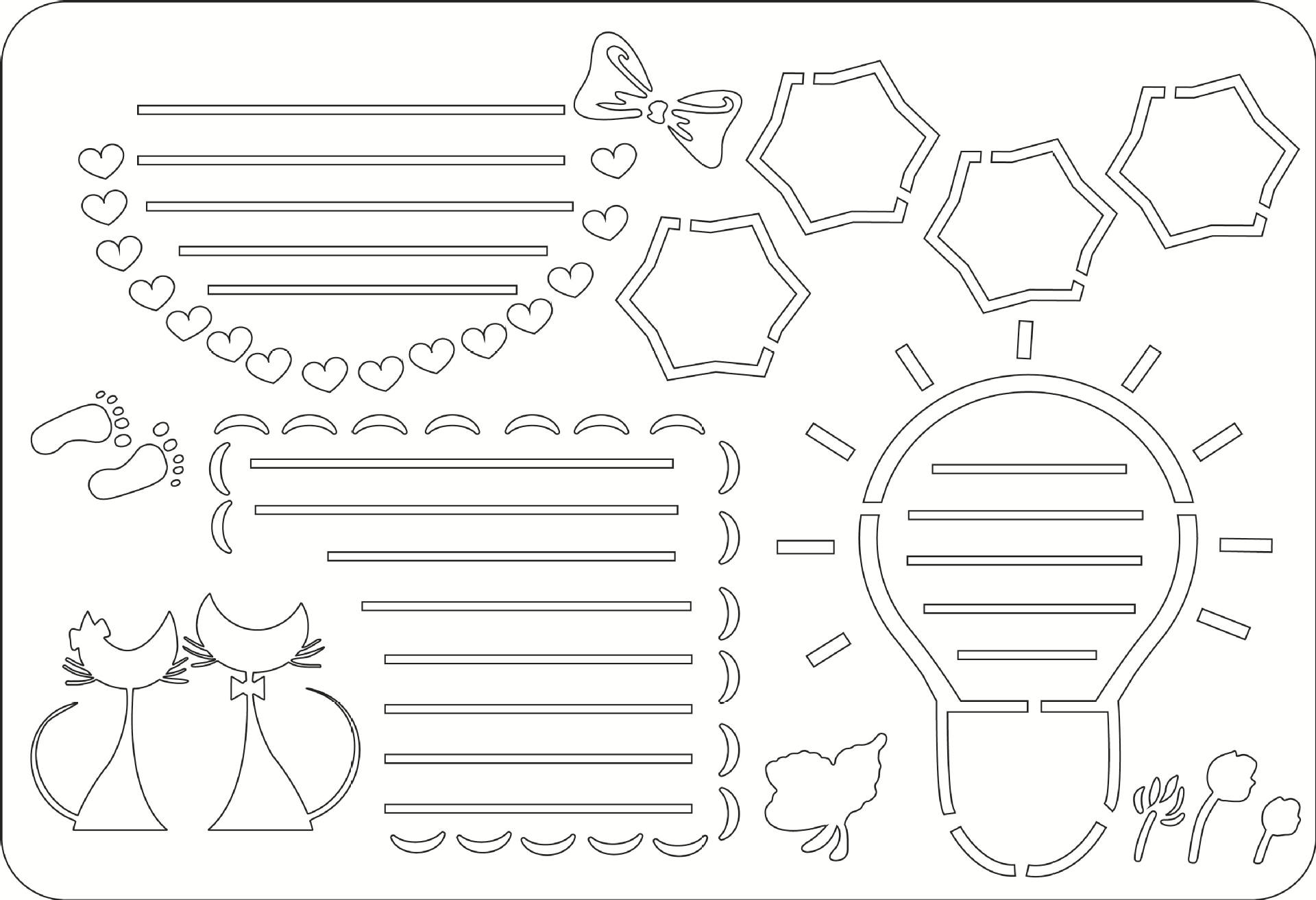 a4绘画模板厂家直销小学生手抄报模板diy镂空手绘涂鸦模板尺