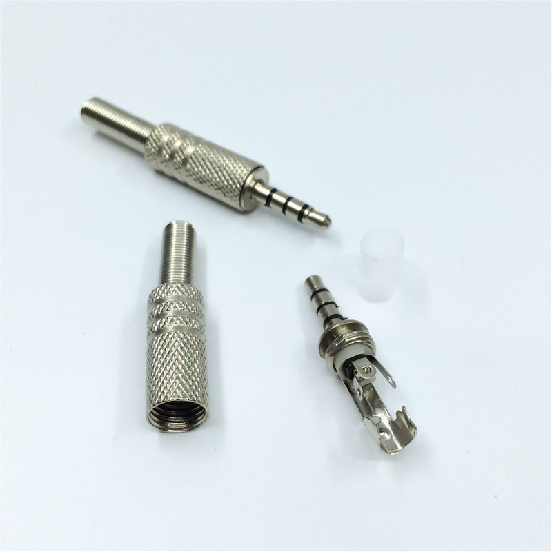 5mm焊接头立体声四节3.5公音频线头耳机aux插头维修diy