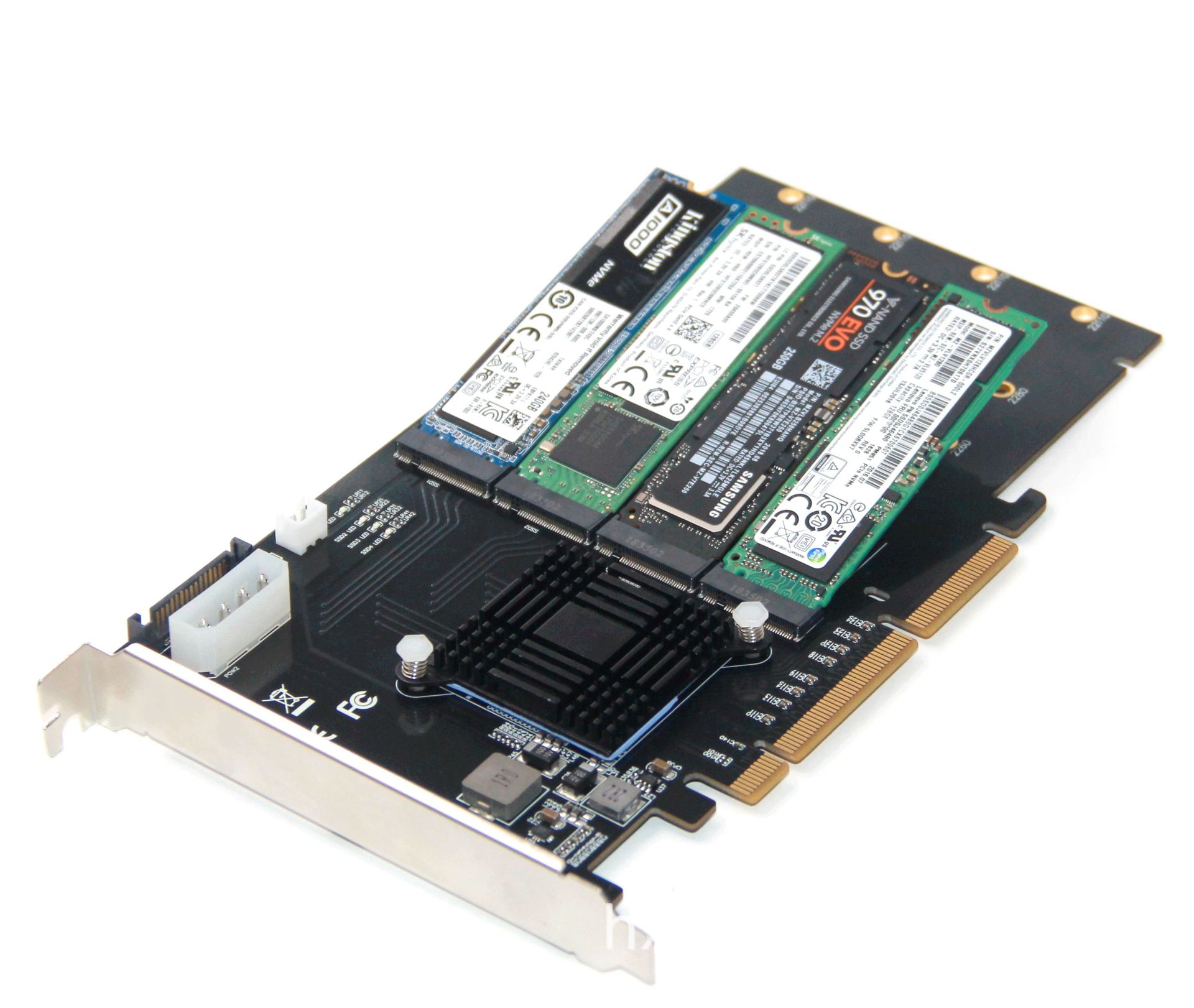 pci-e 16x to 4p nvme 转接卡 支持2242 2260 2280以及22110