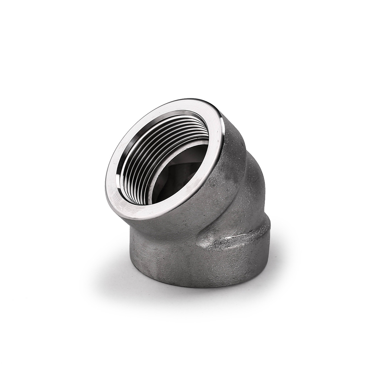 不锈钢45度内丝弯头npt耐140kg高压管件2000lb锻造304316l螺纹