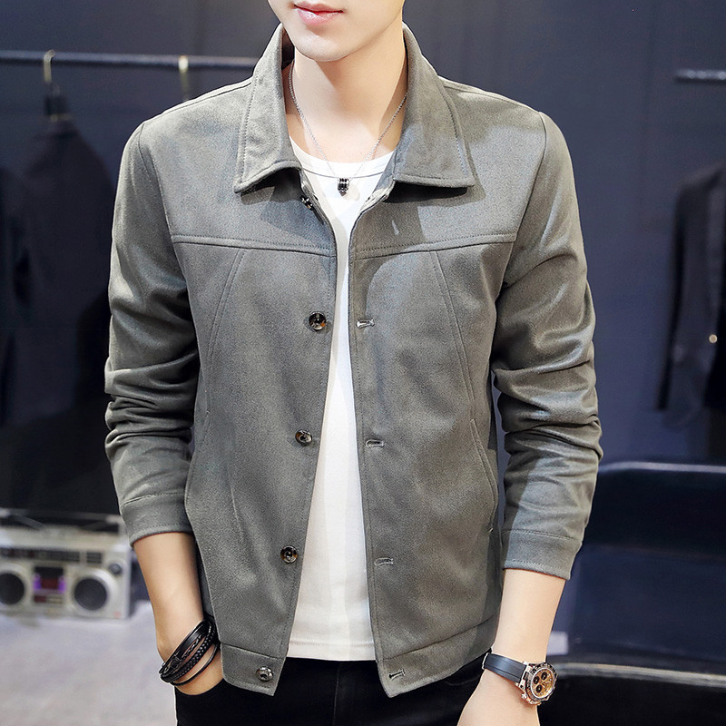 春秋冬季新款男式品质夹克 时尚潮流 韩版休闲男士平绒夹克外套男