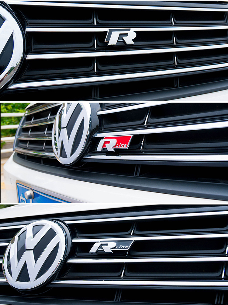 适用于大众rline金属改装装饰标 rline金属中网标 金属改装中网标