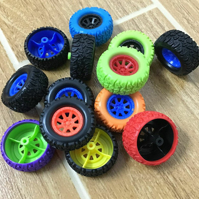 儿童diy玩具橡胶车轮环保塑胶轮胎塑料玩具小汽车车小轮子包胶轮