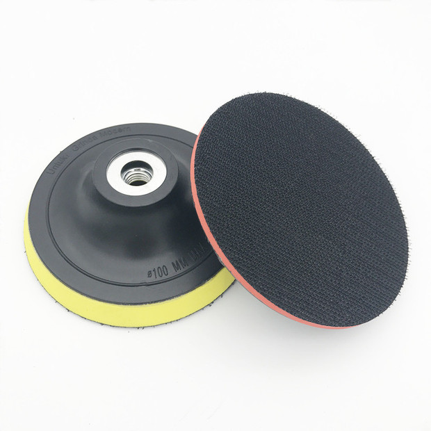 厂家直销4英寸100mm自粘盘角磨机用托盘抛光打磨黄色砂纸粘盘吸盘