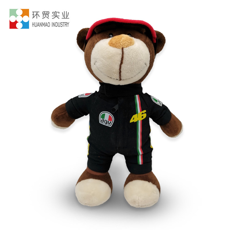 潮玩机车熊毛绒公仔车迷ins拉力熊摩旅小熊4s店汽车车标礼品批发