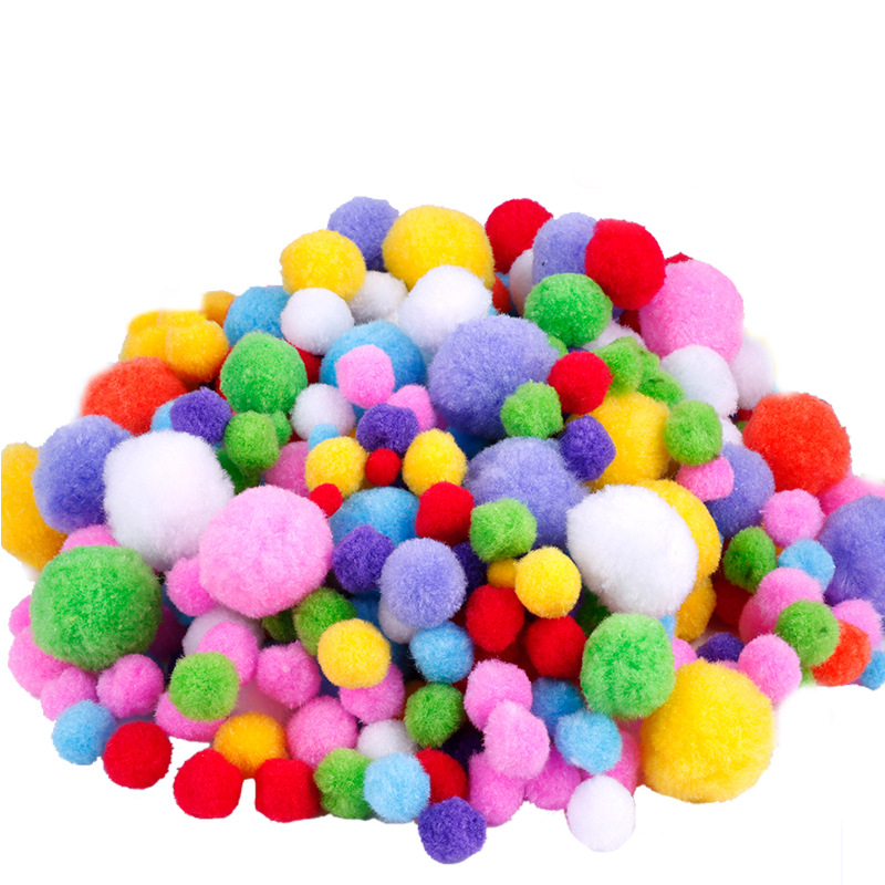 厂家直销环保混色毛球 儿童益智创意手工diy材料 饰品配件绒球
