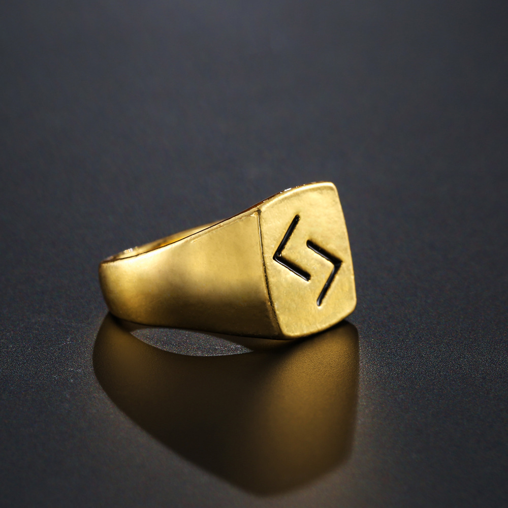 外贸亚马逊热销简约几何图腾镀金戒指男女通用嘻哈hiphop戒指现货