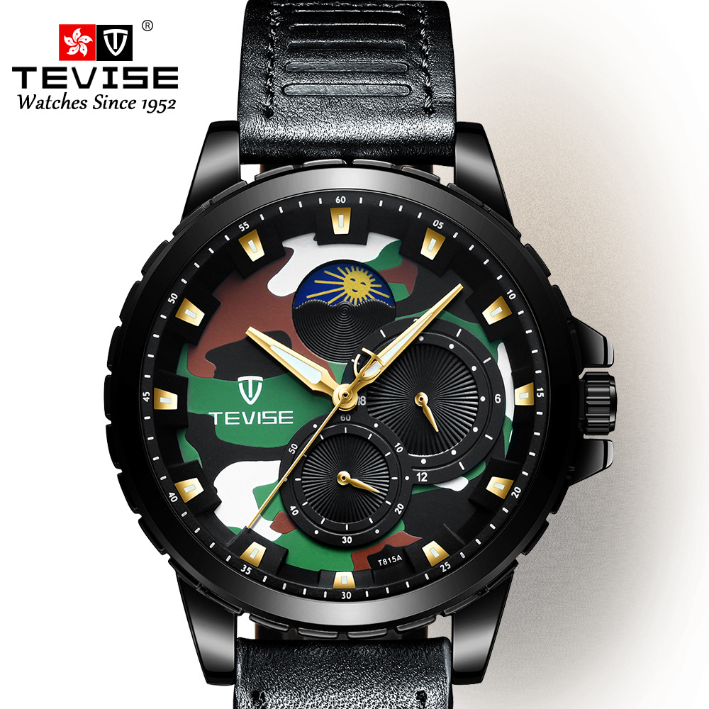 瑞士tevise特威斯全自动机械手表韩版男士月相星辰防水礼品表3
