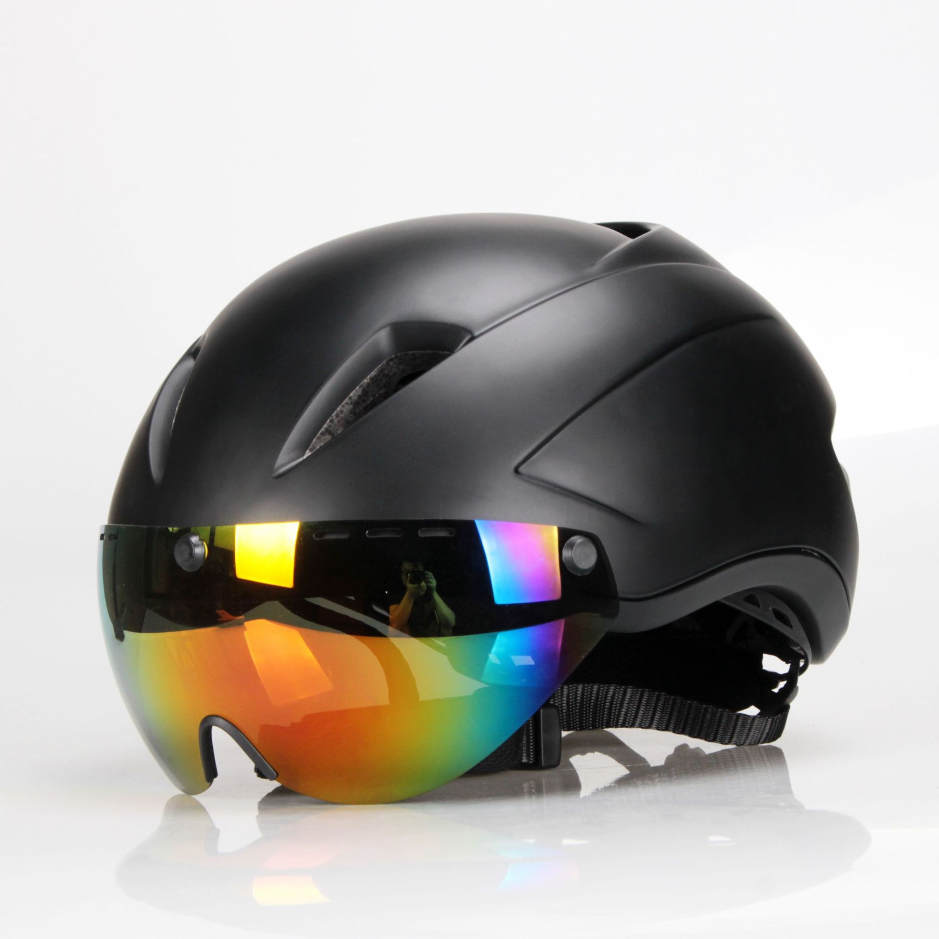 自行车头盔骑行头盔一体成型山地公路头盔风镜tt公路计时赛气动