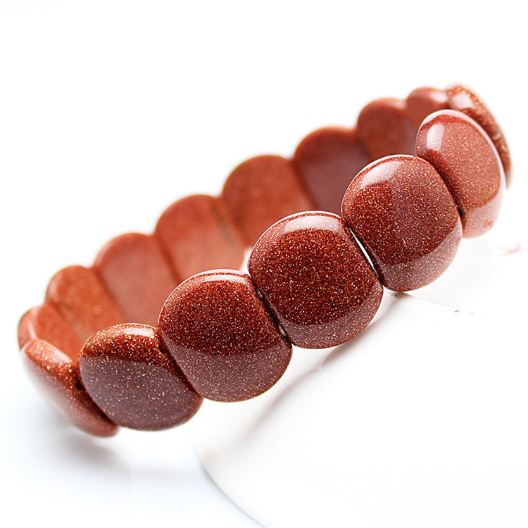 天然招财金沙石手链手排金星石手串转运石佛珠手链男女微商爆款