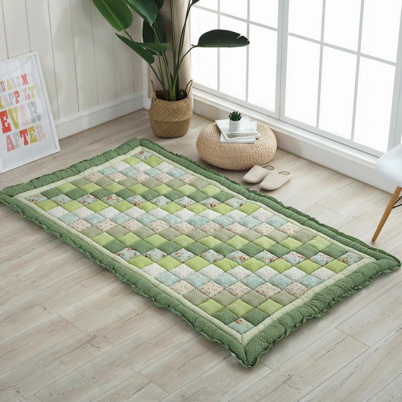 四季加厚韩式方块拼布清新碎花地垫地毯家用客厅卧室玄关垫飘窗垫